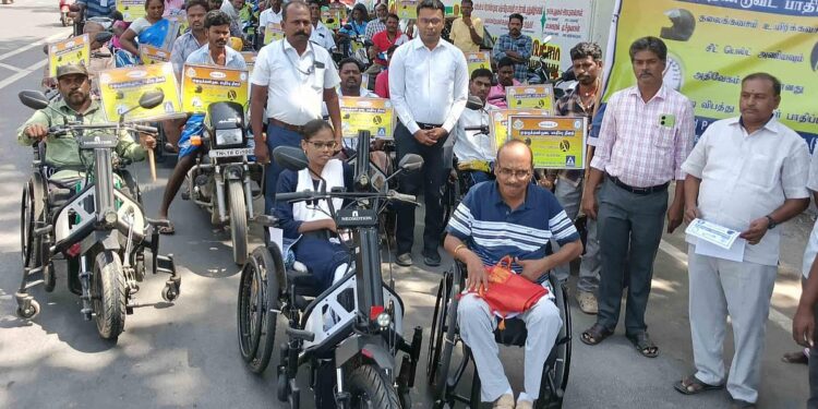World Consciousness World Bed medulla injury held in Kallakurichi to promote road safety World Consciousness World Bed medulla injury held in Kallakurichi to promote road safety